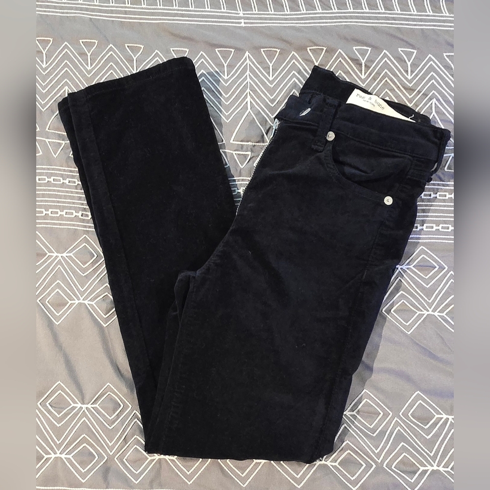 Rag & Bone Dojo Dark Navy Velvet Jeans Size 26